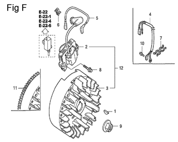 Fig-6 Diagram and Parts List for GC190A Type QHKF Honda Engine