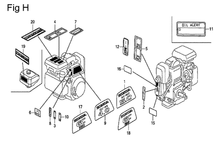 Fig-8 Diagram and Parts List for GC160 Type PHC Honda Engine