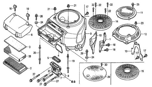 Fig-0 Diagram and Parts List for GCV530 Type QXA4 Honda Engine