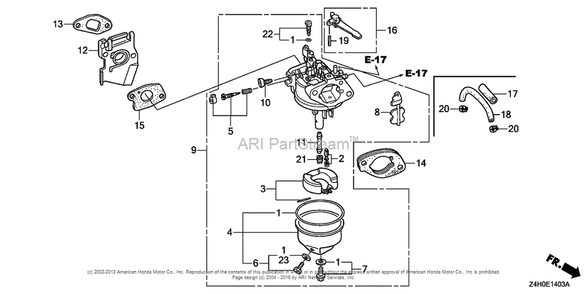 Carburetor (3) Diagram and Parts List for GX120UT1 (typeKRSB)(GCAGT-1000001) Honda Engine