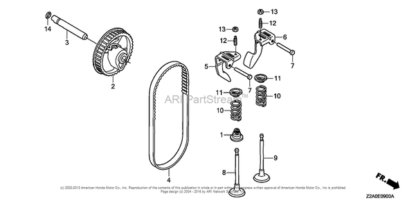 Camshaft Diagram and Parts List for GS160LA (typeQHAF)(GCABA-1000001) Honda Engine