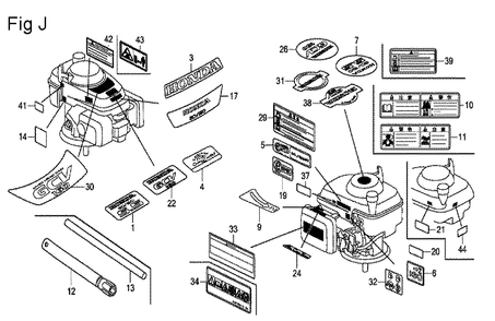 Fig-10 Diagram and Parts List for GCV160A Type R1A Honda Engine
