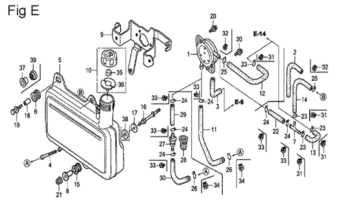 Fig-5 Diagram and Parts List for GC160A Type QHE Honda Engine