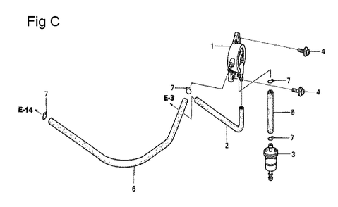 Fig-3 Diagram and Parts List for GCV530 Type DXA1 Honda Engine