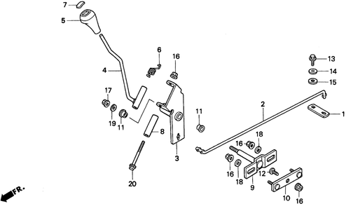Change Lever (1) Diagram and Parts List for H1011R (Type  SA)(MZAW-6000001 - 6100000) Honda Lawn Mower