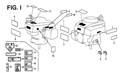 Fig-6 Diagram and Parts List for GXV120 Type SFL Honda Engine