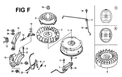 Fig-6 Diagram and Parts List for GXV120 Type SFSK Honda Engine