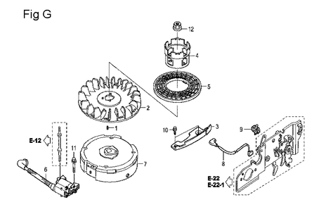 Fig-7 Diagram and Parts List for GCV160LA Type N1A Honda Engine