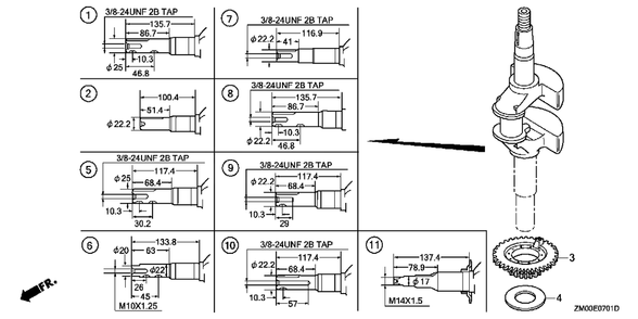 Crankshaft (2) Diagram and Parts List for GCV160LA0 (Type  G5AF)(GCAD-1000001 - 9999999) Honda Engine