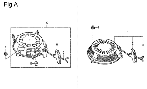 Fig-1 Diagram and Parts List for GCV190LA Type N1A Honda Engine