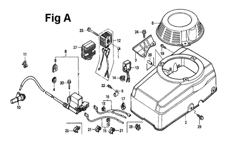 Fig-3 Diagram and Parts List for GXV340 Type DN Honda Engine