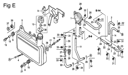 Fig-5 Diagram and Parts List for GC160A Type QHE4 Honda Engine