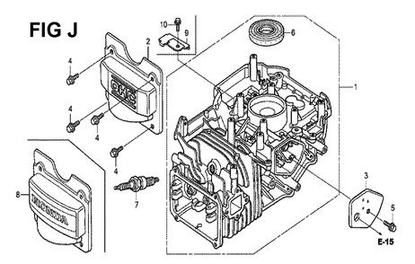 Fig-10 Diagram and Parts List for GCV190LA Type SBH Honda Engine