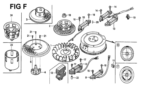 Fig-6 Diagram and Parts List for GXV340 Type DN Honda Engine