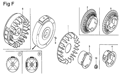 Fig-6 Diagram and Parts List for G100K2 Type SEP4 Honda Engine