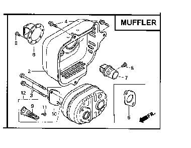 Muffler Diagram and Parts List for GCV160-LAOS3A  Honda Engine