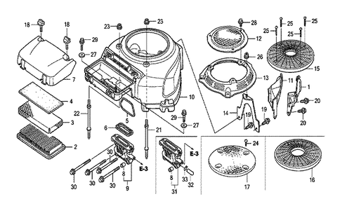Fig-0 Diagram and Parts List for GXV520U Type QEA3 Honda Engine