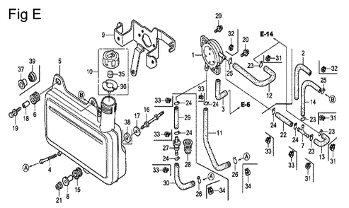 Fig-5 Diagram and Parts List for GC135 Type SHE5 Honda Engine