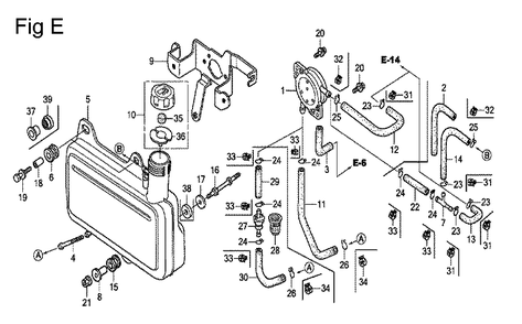 Fig-5 Diagram and Parts List for GC135 Type QHE Honda Engine