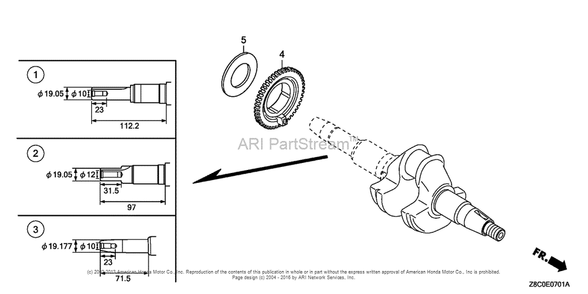 Crankshaft (2) Diagram and Parts List for GC190LA (typeMHA2)(GCAAA-1496157) Honda Engine