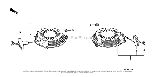 Recoil Starter Diagram and Parts List for GCV160LE (typeN7A1)(GJAAE-2075803) Honda Engine