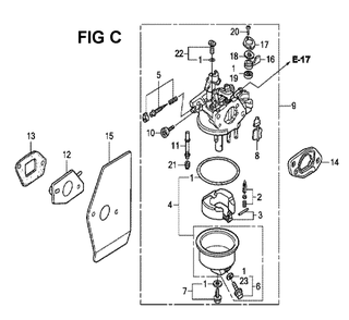 Fig-13 Diagram and Parts List for GXV160H2 Type SFL Honda Engine