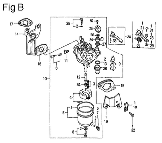 Fig-1 Diagram and Parts List for GX140 Type VET Honda Engine