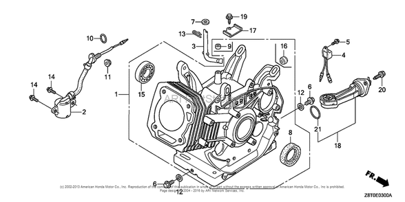 Cylinder Barrel Diagram and Parts List for GX340UT2 (typeVA2)(GCBET-1000001) Honda Engine