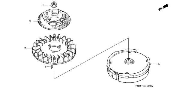 Flywheel Diagram and Parts List for HP400 (Type  BA)(NAA-2000001 - 2299999) Honda Lawn Tractor Accessories