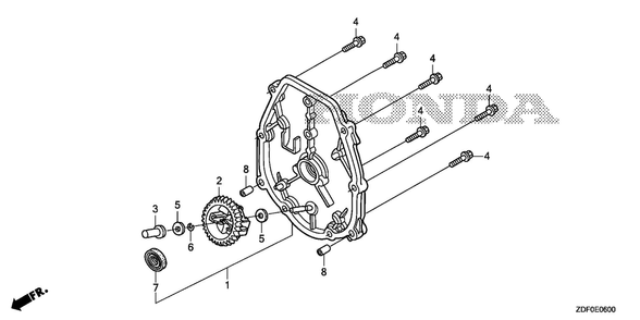 Crankcase Side Cover Diagram and Parts List for GXH50UTX (Type QXB4)(GCBYT-2000001-9999999) Honda Engine
