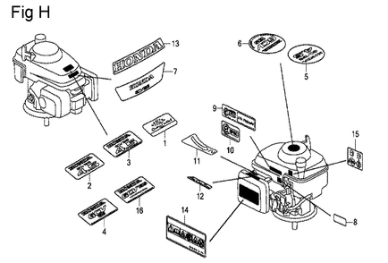 Fig-8 Diagram and Parts List for GCV135 Type A2D Honda Engine