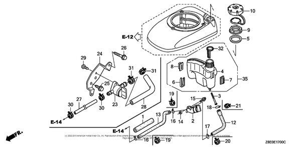 Fuel Tank Diagram and Parts List for GSV190LA (typeGBH)(GJACA-1035731) Honda Engine
