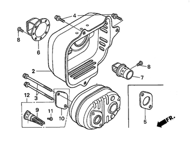 Muffler Diagram and Parts List for GCV160-LAOS3B  Honda Engine