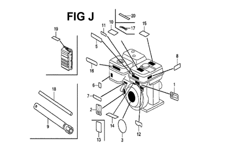 Fig-5 Diagram and Parts List for GX160H1 Type QX3 Honda Engine