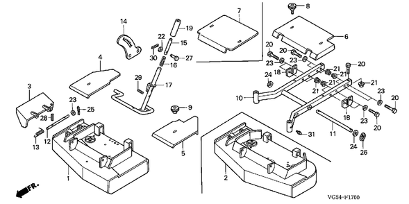 Cutter Housing Diagram and Parts List for CD7136A (Type  36)(RZDZ-3000001 - 9999999) Honda Lawn Tractor Accessories