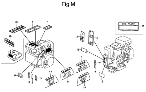 Fig-13 Diagram and Parts List for GC160 Type QHA2 Honda Engine