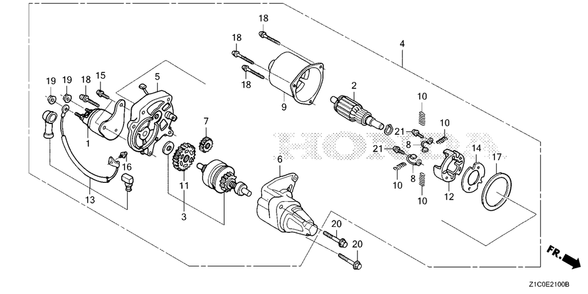 Starter Motor (1) Diagram and Parts List for GX390UT2 (Type  SCC/B)(GCBCT-1000001 - 3485996) Honda Engine