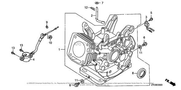 Cylinder Barrel Diagram and Parts List for GX270UH (typeQXC9)(GCAGH-0000001) Honda Engine