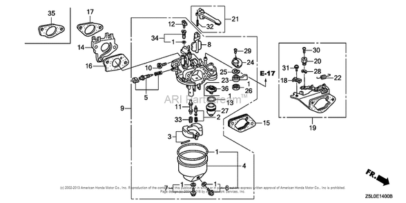 Carburetor (1) Diagram and Parts List for GX340U2 (typeSMX2)(GCBKK-1000001) Honda Engine