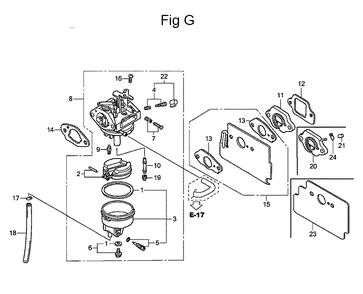 Fig-7 Diagram and Parts List for GC160 Type PHA Honda Engine
