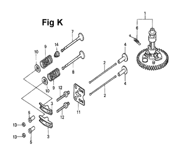 Fig-11 Diagram and Parts List for GXV160K1 Type N52 Honda Engine