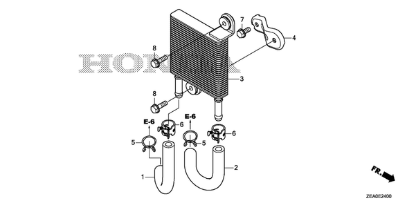 Oil Cooler Diagram and Parts List for GX800IRHX (Type VXE2)(GCAVH-1000001-9999999) Honda Engine