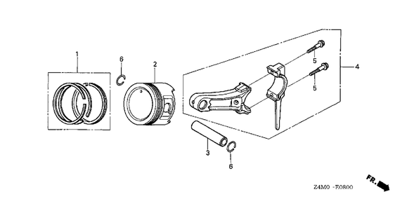 Part Location Diagram of 13102-Z4M-800 Honda Piston (0.25)