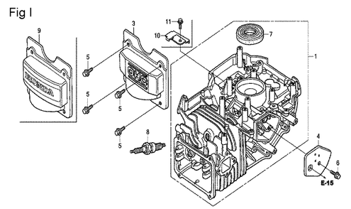 Fig-9 Diagram and Parts List for GCV190A Type N5A Honda Engine