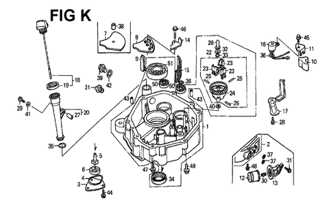 Fig-6 Diagram and Parts List for GXV340K1 Type DN4 Honda Engine
