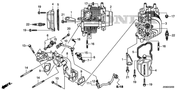 Cylinder Head Diagram and Parts List for GXV800IRH (Type QYX4)(GJALH-1000001-9999999) Honda Engine