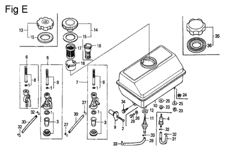 Fig-5 Diagram and Parts List for G100K2 Type MMB Honda Engine