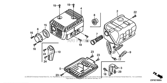 Muffler (1) Diagram and Parts List for GX160K1 (typeQX/B)(GCAAK-1000001) Honda Engine