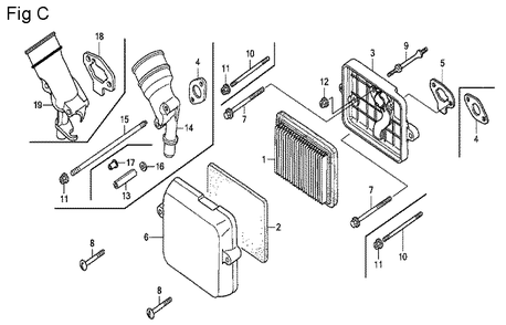 Fig-3 Diagram and Parts List for GX100U Type KRB Honda Engine