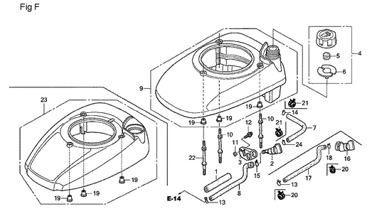 Fig-6 Diagram and Parts List for GSV190A Type A1A Honda Engine